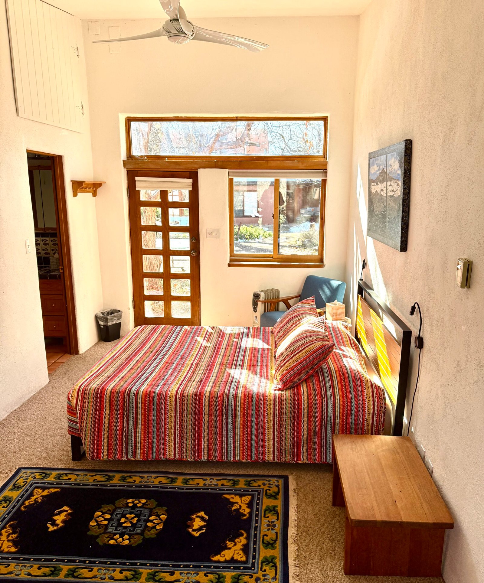 Jupiter Room, Synergia Ranch in Santa Fe, NM, queen bed with private bath